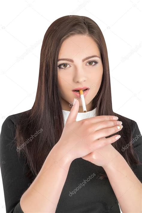 Woman Smoking Cigarette — Stock Photo © Erstudio 79014238