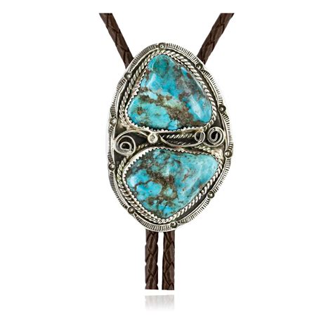 Handmade Certified Authentic Navajo Sterling Silver Natural Turquoise Native American Bolo