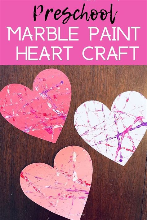 Marble Painted Hearts For Valentines Day Easy Preschool