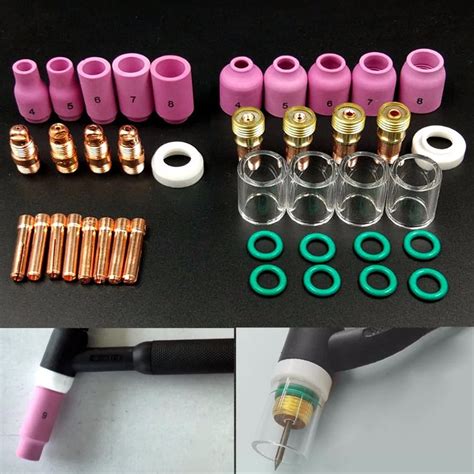 40x TIG Welding Torch Stubby Saver Gas Lens 10 Pyrex Cup Kit For WP 17