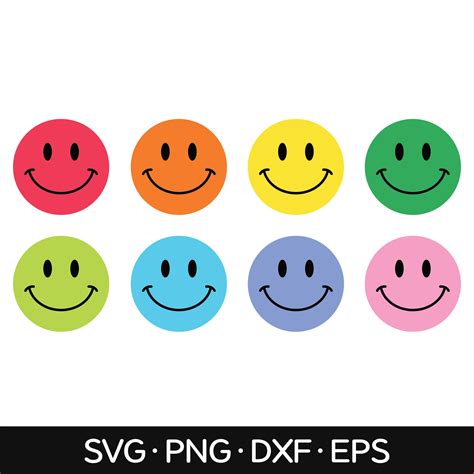 Rainbow Smiley Face Svg Files Happy Face Svg Smiley Face Etsy