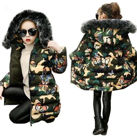 Girls Clothes Kids Winter Thickening Cotton Jacket Girls Long Style