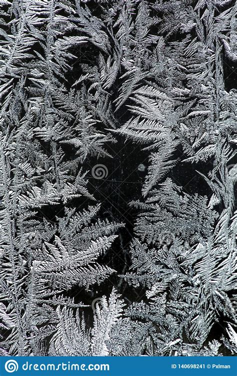 Ice Crystals Of Frost On A Window In Rangeley Maine Stock Image