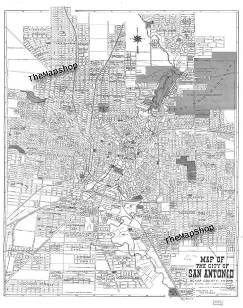 San Antonio Street Map Vintage Print Poster Etsy