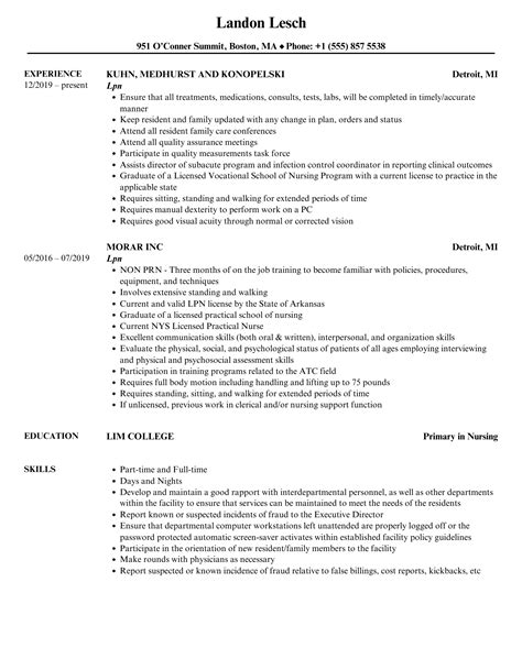 Lpn Resume Samples Velvet Jobs