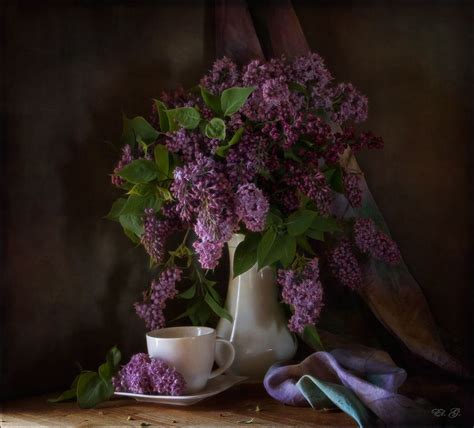 Tea With Lilacs By El G Flower Painting Lilac Still Life Photography