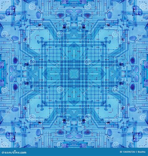 Abstract Pattern With Circuit Board Electronic Elements Stock Photo