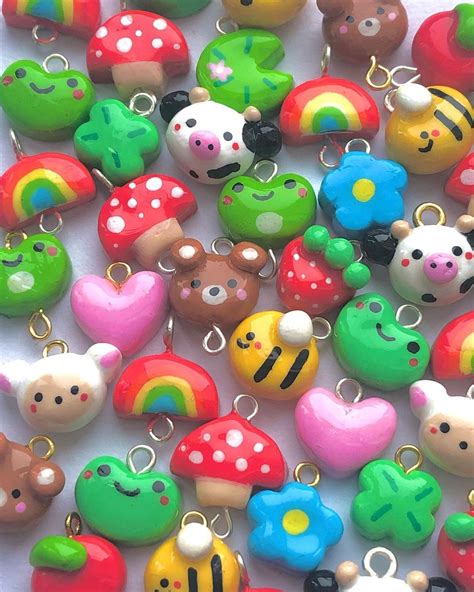 Pixieeeshop On Instagram “lots Of Cute Stuff Coming This Sunday 🌈🍄🍓 Claycharms Handmade