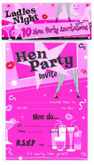 Hen Party Invitation Card Pack Of 10