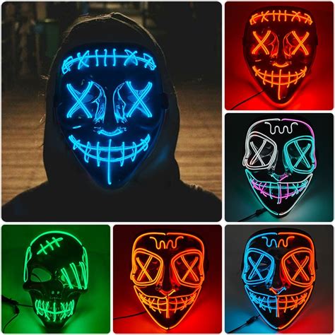 Halloween Led Mask The Purge Masks Mascara Costume Dj Party Light Neon
