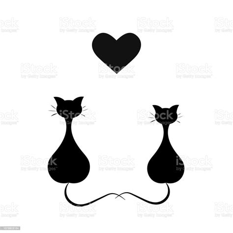 Two Black Cats In Love Stock Illustration Download Image Now