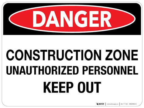 Check spelling or type a new query. Danger Construction Zone - Wall Sign - PHS Safety