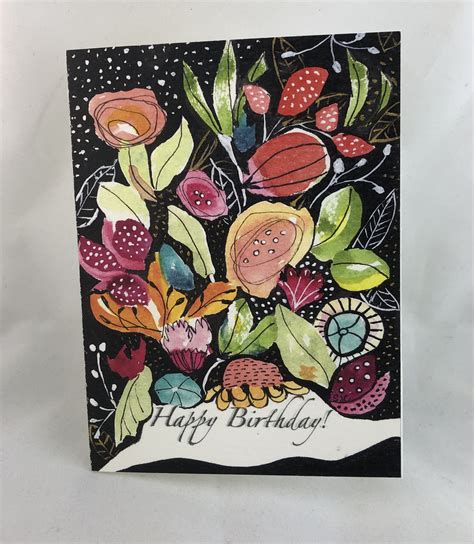 Happy Birthday Watercolor CardBright And Vivid Flowers Etsy Watercolor Cards Floral Cards