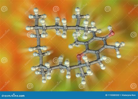 Molecular Model Of Vitamin E Alpha Tocopherol Stock Illustration