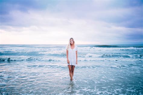 Woman Dress In White Standing In The Sea Image Free Stock Photo