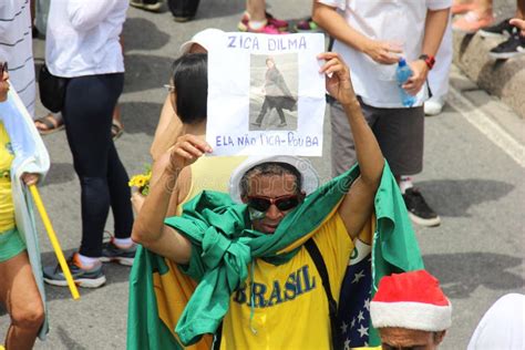 Demonstration In Support Impeachment Of Dilma Rousseff In Copacabana