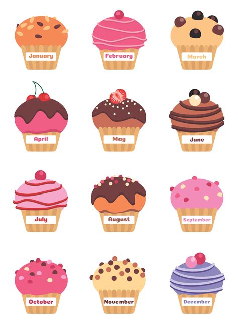10 Best Monthly Birthday Cupcake Printables Pdf For Free At Printablee