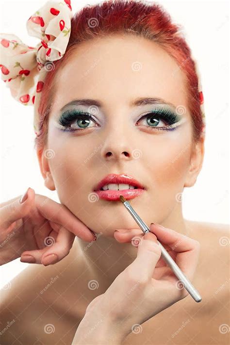 Pinup Makeup Stock Photo Image Of Artist Closeup Apply 31746756