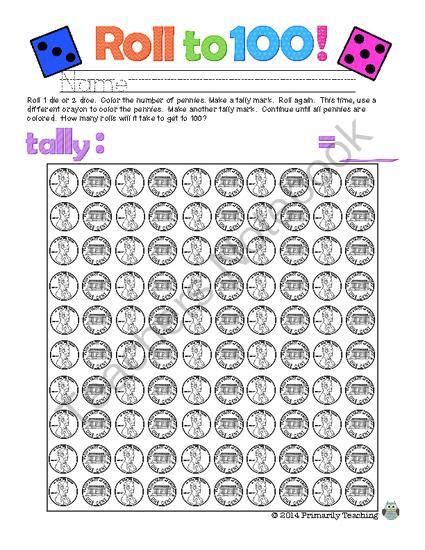 Roll To 100 Pennies Worksheets | 99Worksheets
