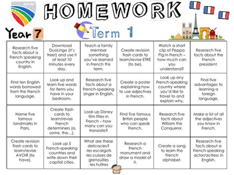 Homework Grid Year 7 Teaching Resources