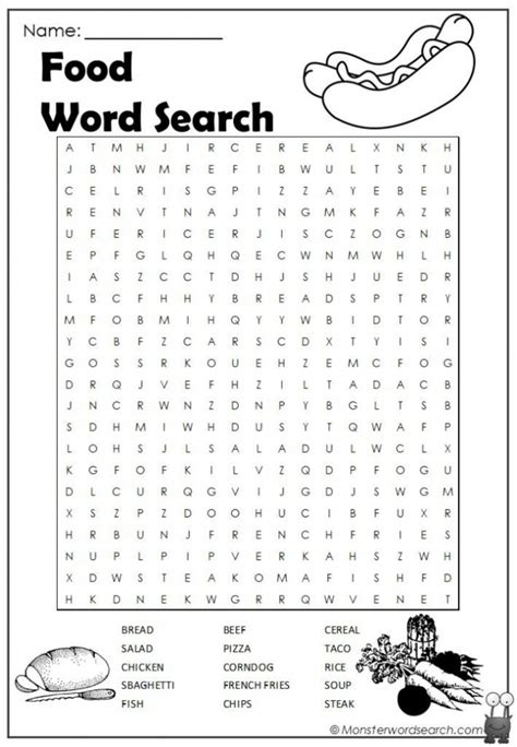 Food Word Search Worksheets 99worksheets