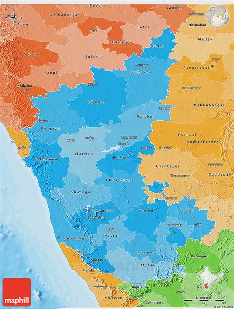 The karnataka coastal region can be divided into two main geographical divisions, known as the western ghats. Political Shades 3D Map of Karnataka