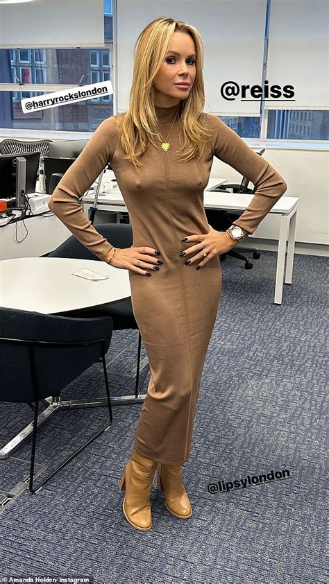 amanda holden goes braless in a slinky midi dress at heart fm as disgraced trends now
