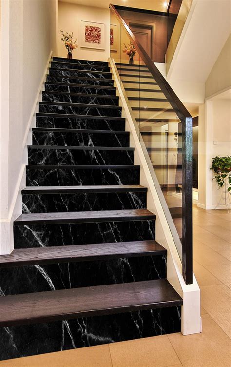 3d Classic Black 884 Marble Tile Texture Stair Risers Aj Wallpaper