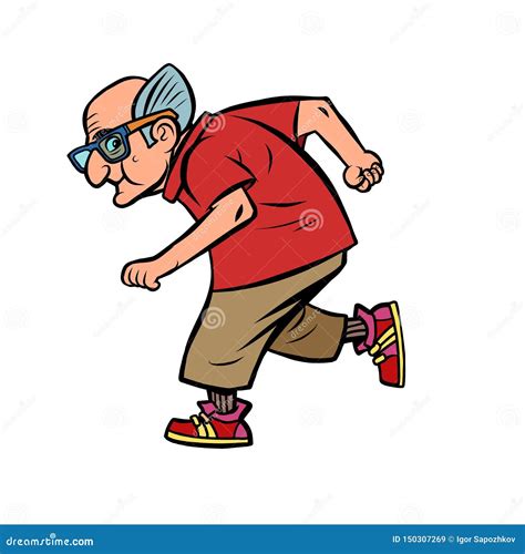 Active Sports Old Man Runner Stock Vector Illustration Of Grandfather