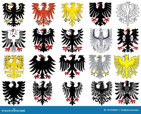 Set Of Heraldic German Eagles Stock Vector Illustration Of Displayed