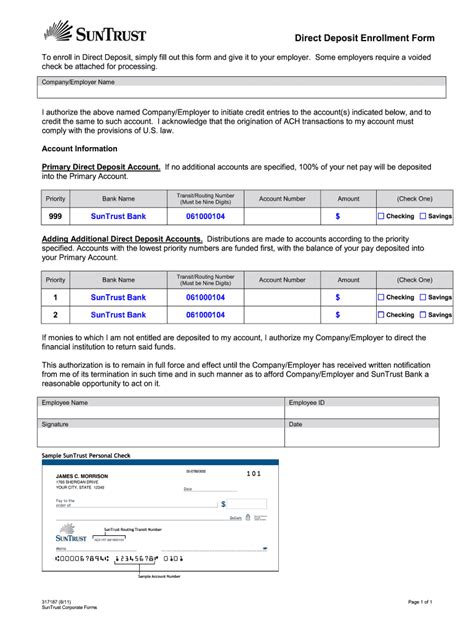 Truist Direct Deposit Form Fill Online Printable Fillable Blank