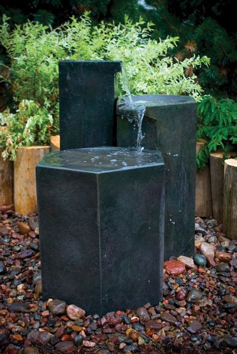 Formal Basalt Column Set Fountain Fountain Fiberglass Stone