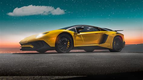 1366x768 Yellow Lamborghini Aventador Sv 2020 5k 1366x768 Resolution Hd