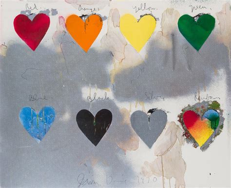 Lot Jim Dine American Eight Hearts Color Lithograph Signed Jim