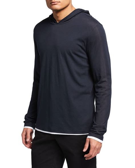 Vince Mens Double Layer Pullover Hoodie Neiman Marcus