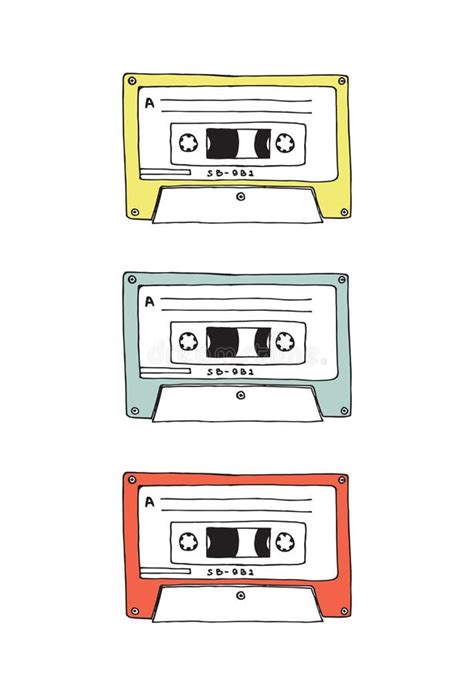 Vector Illustration With Cassettes Doodle Sketch Stock Vector