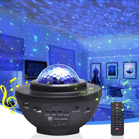 Galaxy Projector Star Light Projected On Ceiling With Music