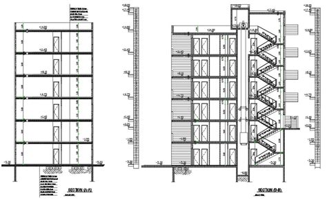 Apartment Building Cross Section Drawing Dwg Cadbull