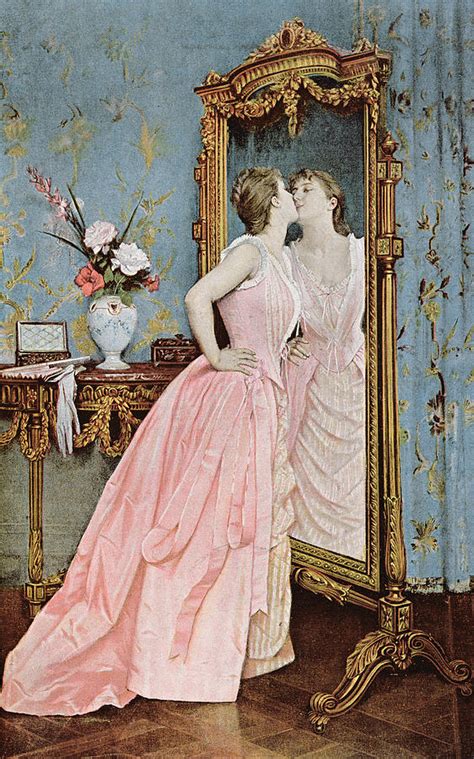 In The Mirror Painting By Auguste Toulmouche Fine Art America