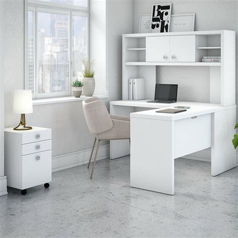 Bestar contempo l shaped desk with storage hutch contemporary writing desk suitable for commercial and home offices. Kathy Ireland Office by Bush Echo 4 Piece L-Shape Desk ...