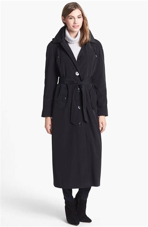 London Fog Long Trench Coat With Detachable Hood Liner 258