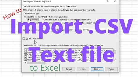 How To Import Csv Text File Into Excel Youtube