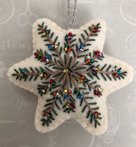 Handmade Felt Star Christmas Ornament Embroidered With Etsy Felt