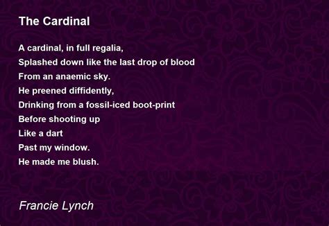 The Cardinal The Cardinal Poem By Francie Lynch