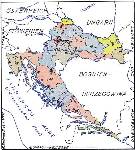 Kroatien Map Übersichtskarte Der Kroatische Verwaltungseinteilung