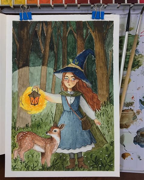 Watercolor Illustration Watercolor Painting Watercolor Witch Art