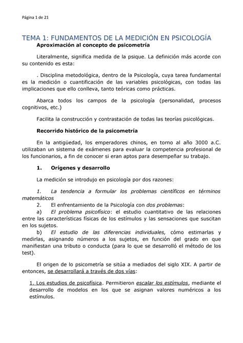 Resumen Psicometría TEMA 1 FUNDAMENTOS DE LA MEDICIÓN EN PSICOLOGÍA