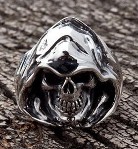Grim Reaper Ring Silver Skull Ring Goth Ring 925 Sterling Etsy