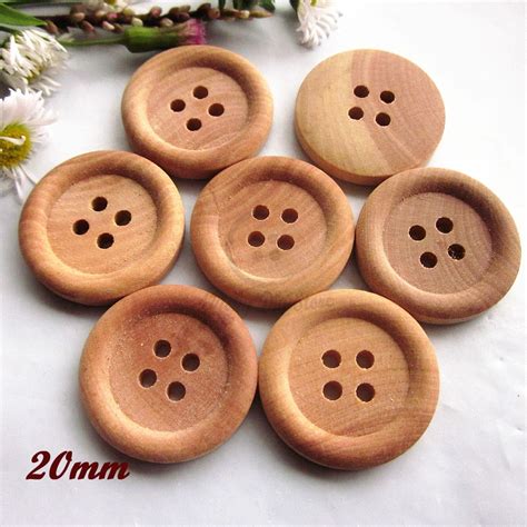 50pcs 20mm Natural Tea Wood Buttons For Sewing High Quality Wood Button