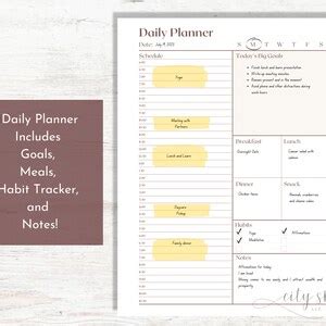 Weekly Planner Printable Daily Hourly Planner Undated Etsy